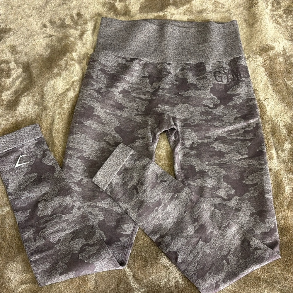 Purple gymshark leggings shark is a bit cracked